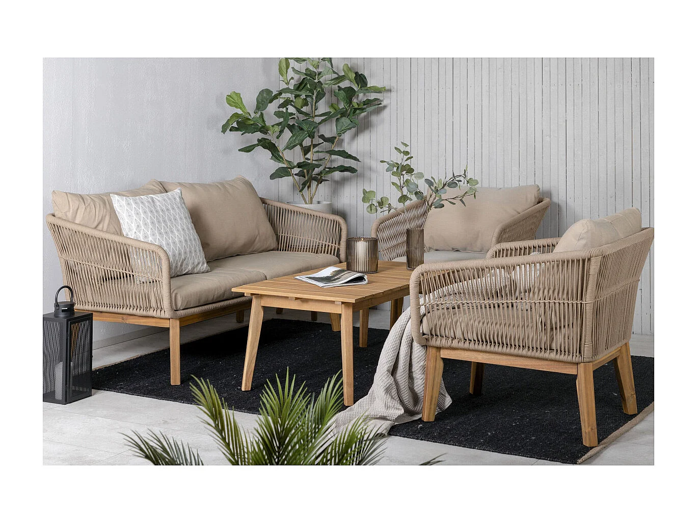 Salon de Jardin en Bois "Chania" 164cm Beige