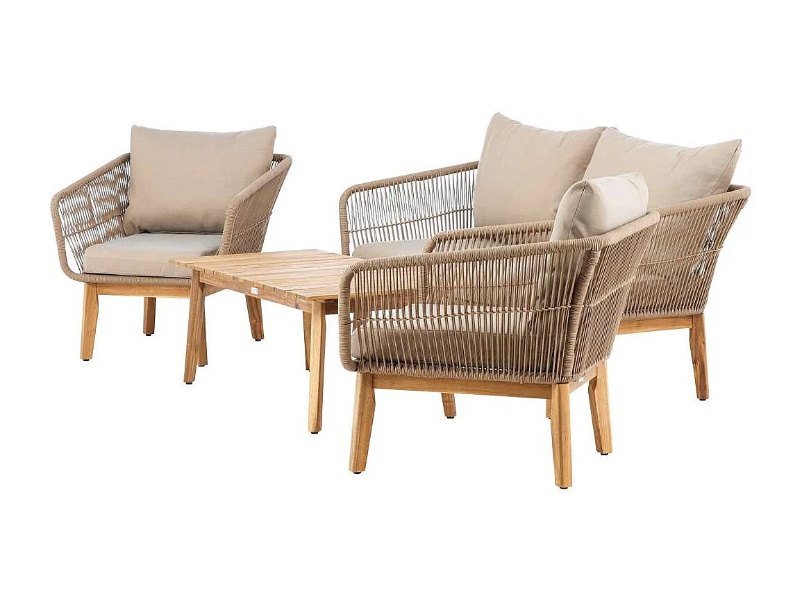 Salon de Jardin en Bois "Chania" 164cm Beige
