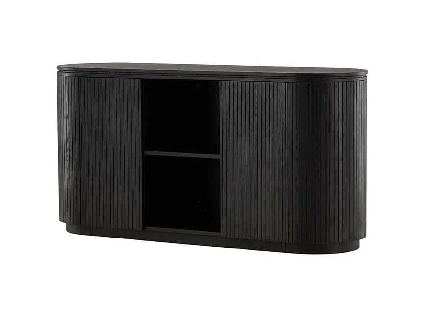 Buffet Design Nervuré "Fjallbacka" 160cm Noir