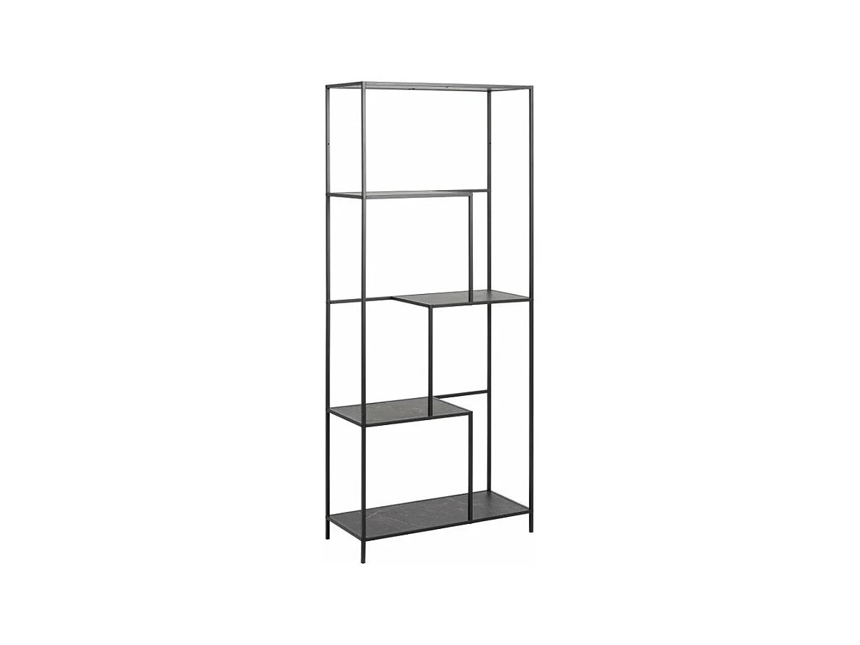 Infinity Étagère, 4 tablettes de rangement, finition marbre noir.