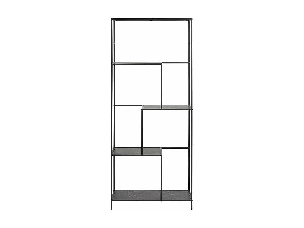 Infinity Étagère, 4 tablettes de rangement, finition marbre noir.