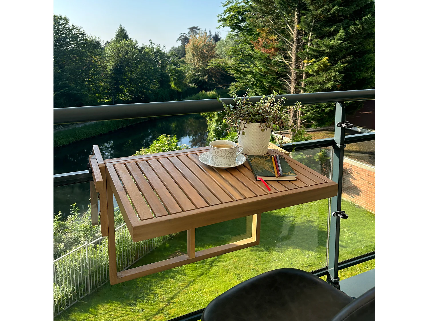 Table de balcon rabattable en acacia SUMBA - HAPPY GARDEN