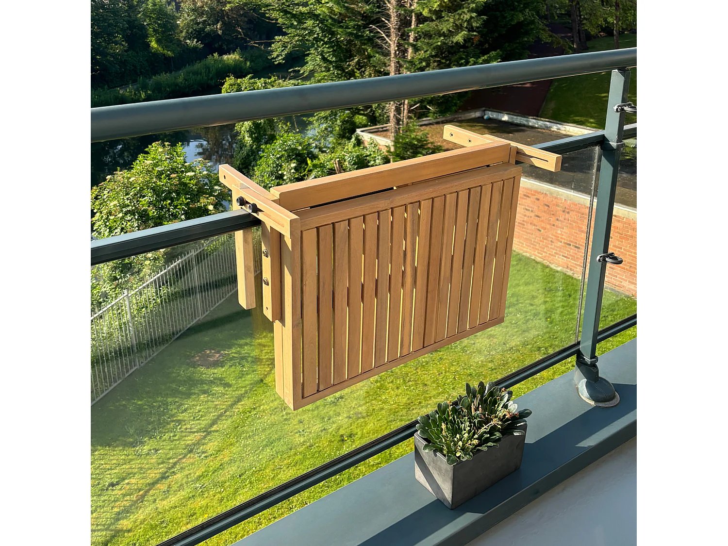 Table de balcon rabattable en acacia SUMBA - HAPPY GARDEN