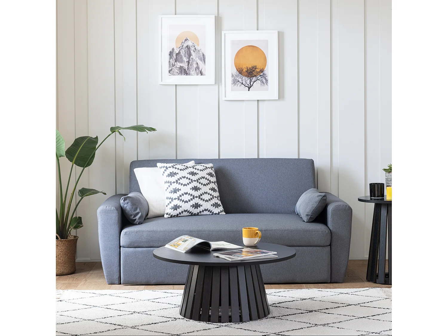 Couchtisch rund 80cm skandinavischer Stil schwarz LIV