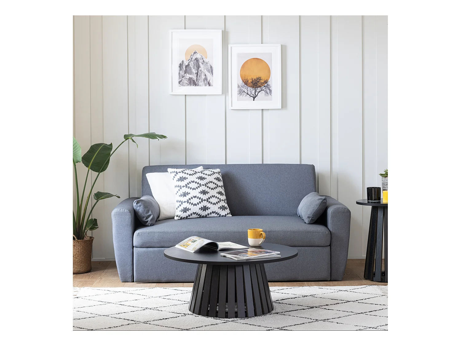 Table basse ronde 80cm style scandinave noire LIV - HAPPY GARDEN