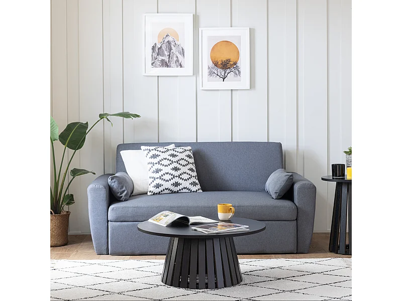 Table basse ronde 80cm style scandinave noire LIV - HAPPY GARDEN