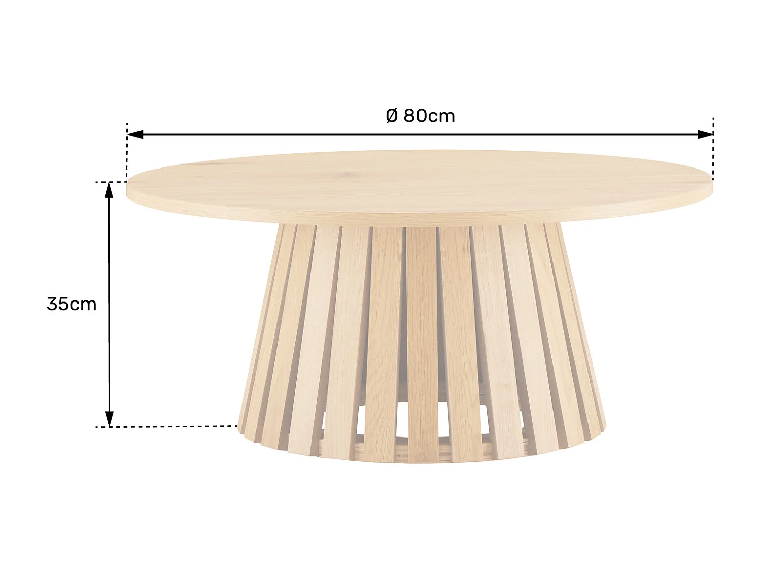 LIV Mesa de centro redonda 80cm de estilo escandinavo