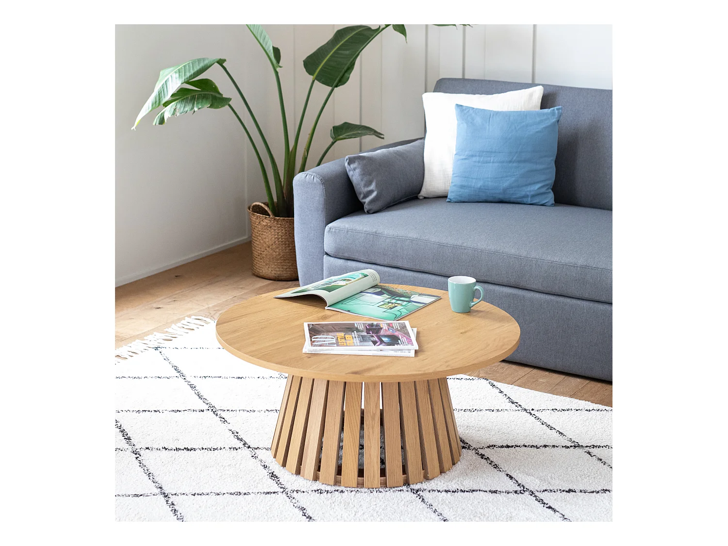 Table basse ronde 80cm style scandinave LIV - HAPPY GARDEN