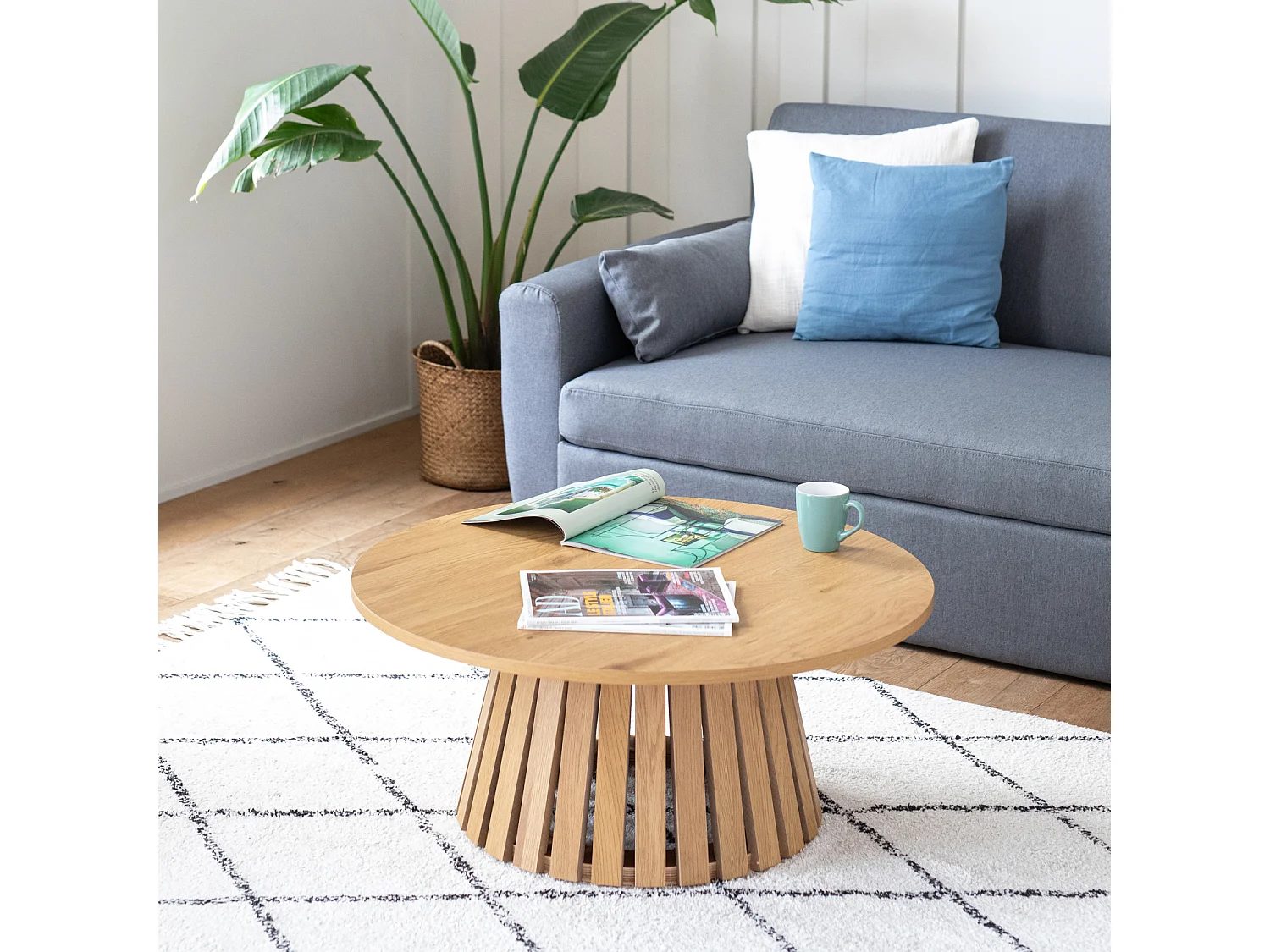 Table basse ronde 80cm style scandinave LIV - HAPPY GARDEN