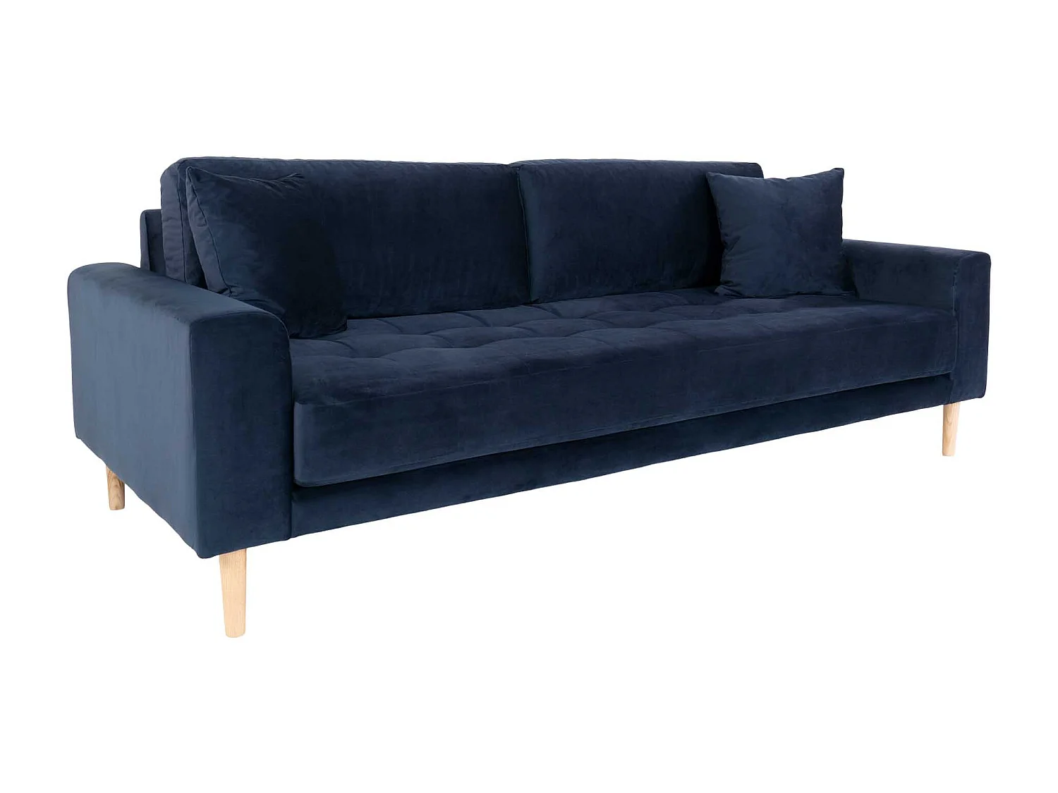 Lido bank 3 pers. velours incl. 2 sierkussens, blauw.