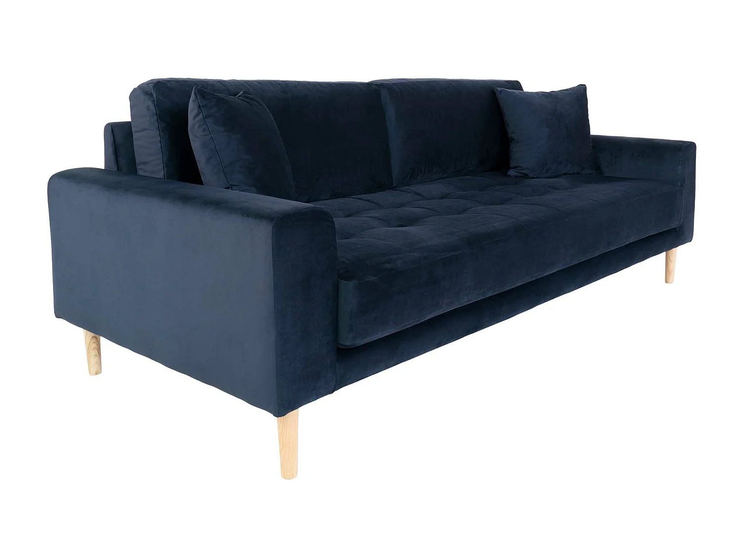 Lido bank 3 pers. velours incl. 2 sierkussens, blauw.