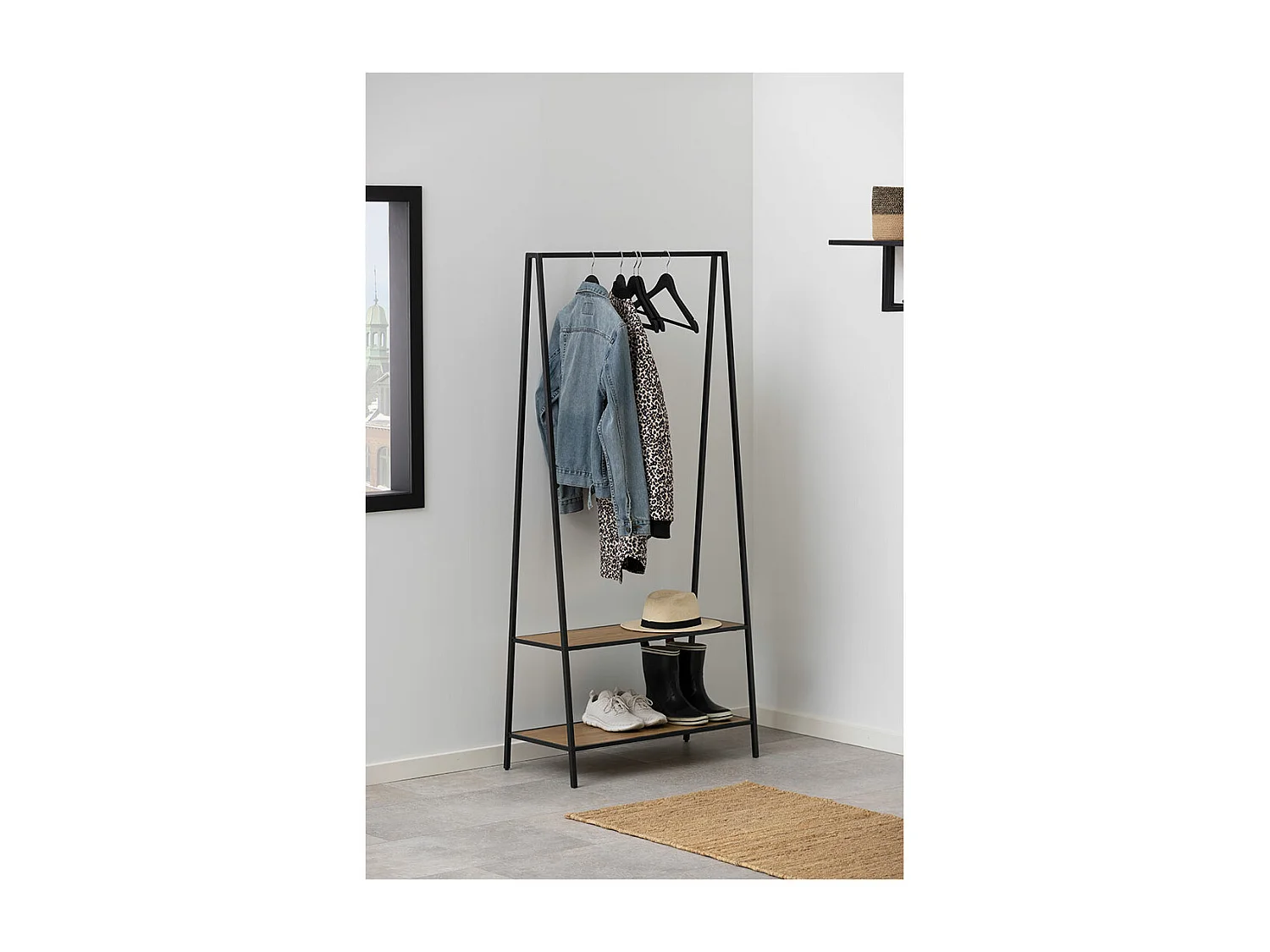Seaford portemanteau 2 étagères noires.