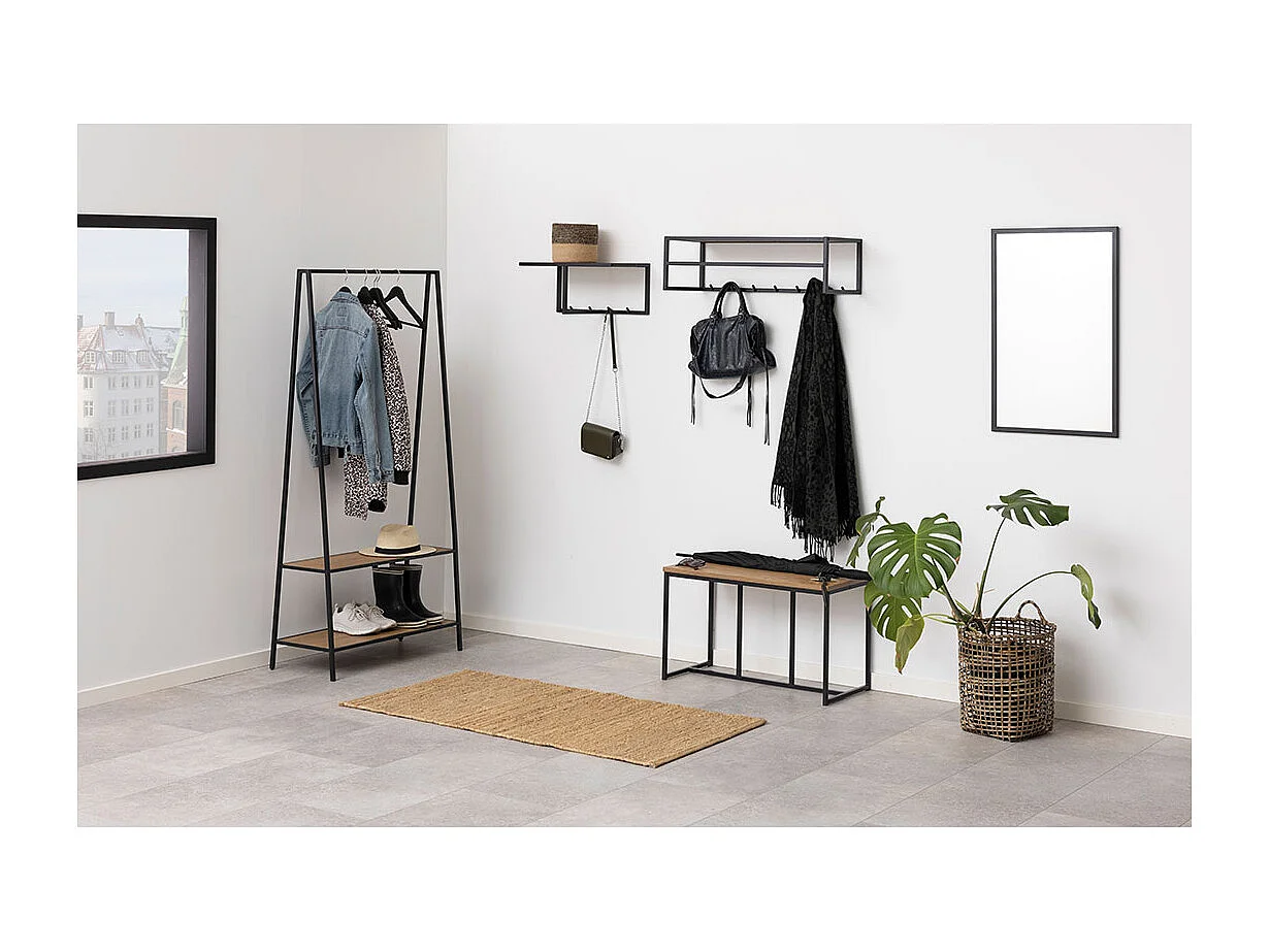 Seaford portemanteau 2 étagères noires.