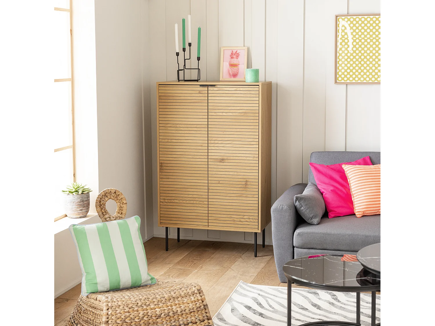 Vaisselier en bois 2 portes 80cm STINNA