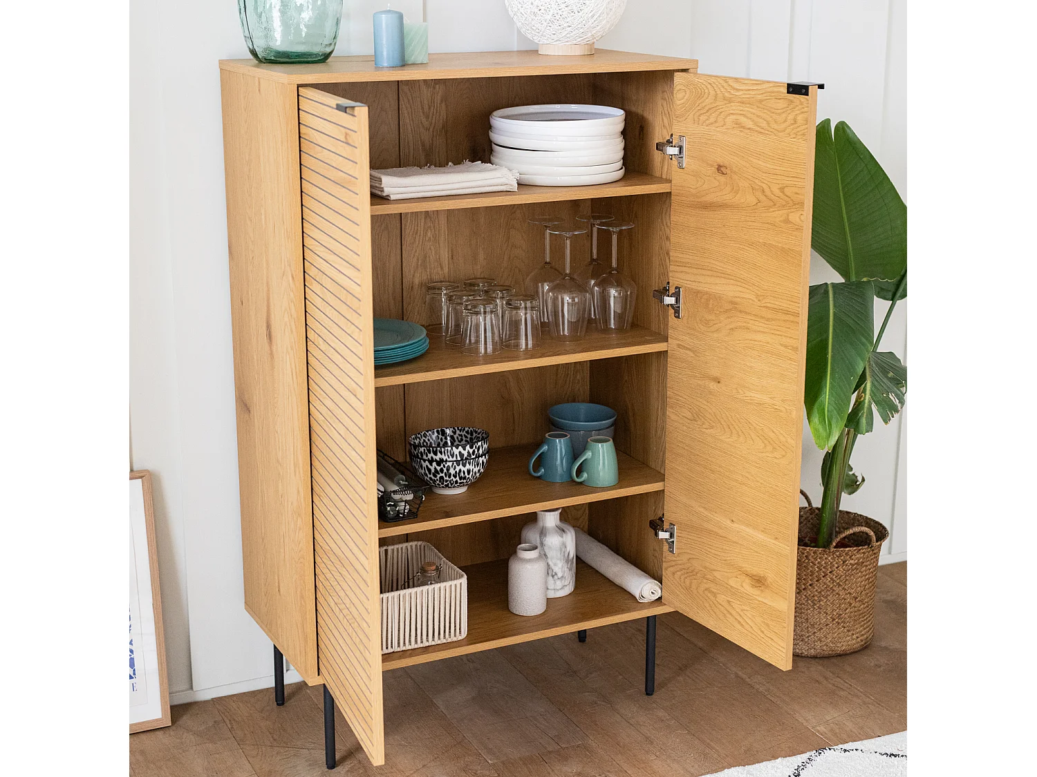 Vaisselier en bois 2 portes 80cm STINNA