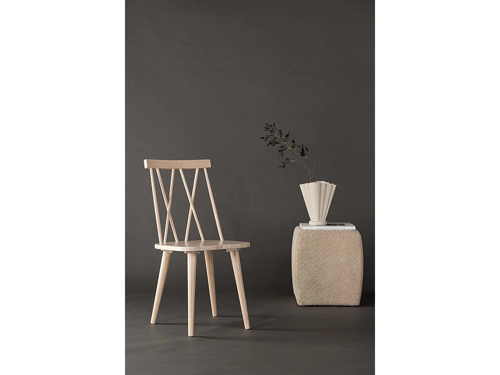 Mariette chaise de salle à manger bois whitewash