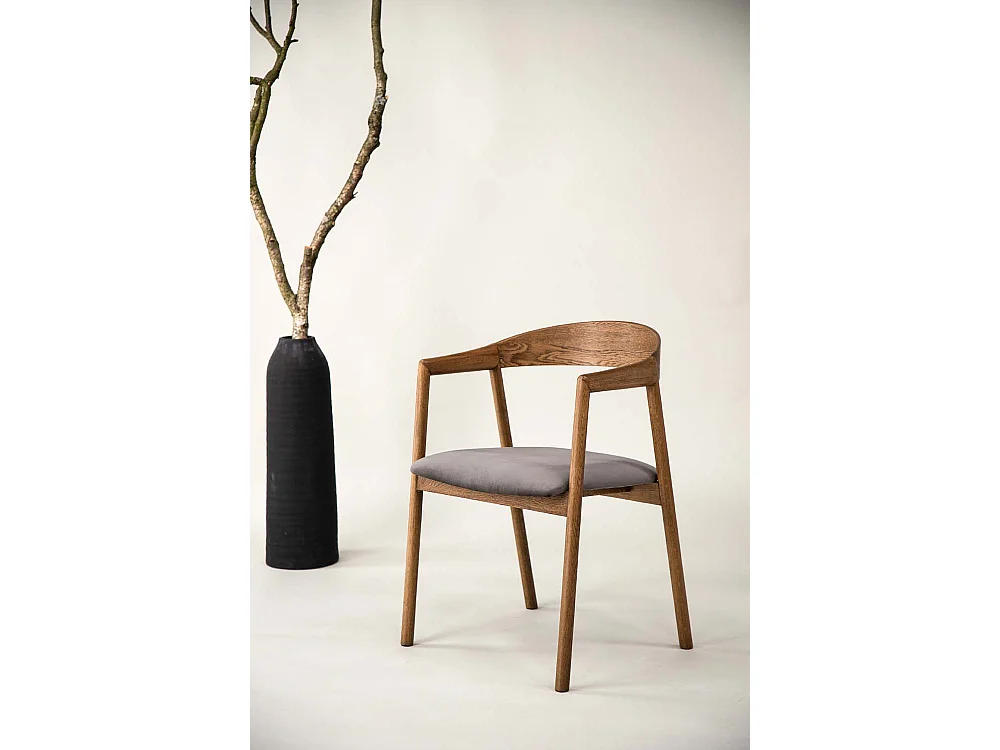 Långön chaise de salle à manger avec accoudoirs marron