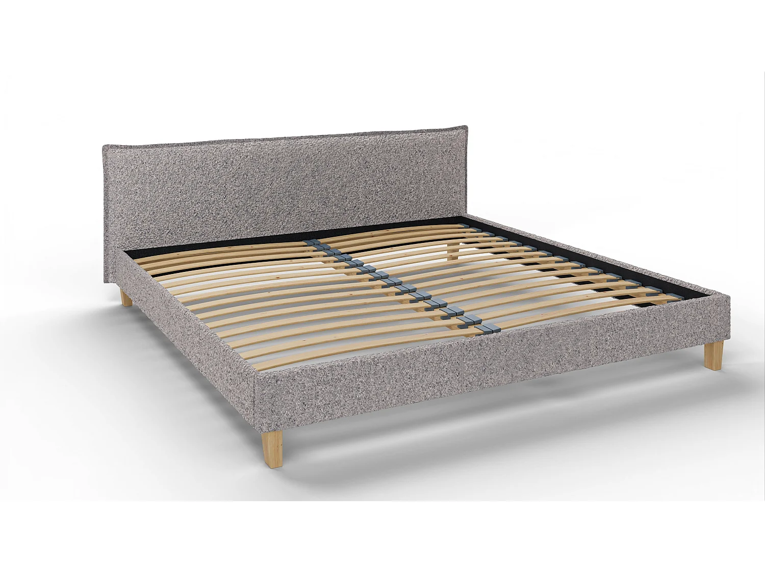 Polsterbett Uriah Boucle Stoff Füße aus Massivholz