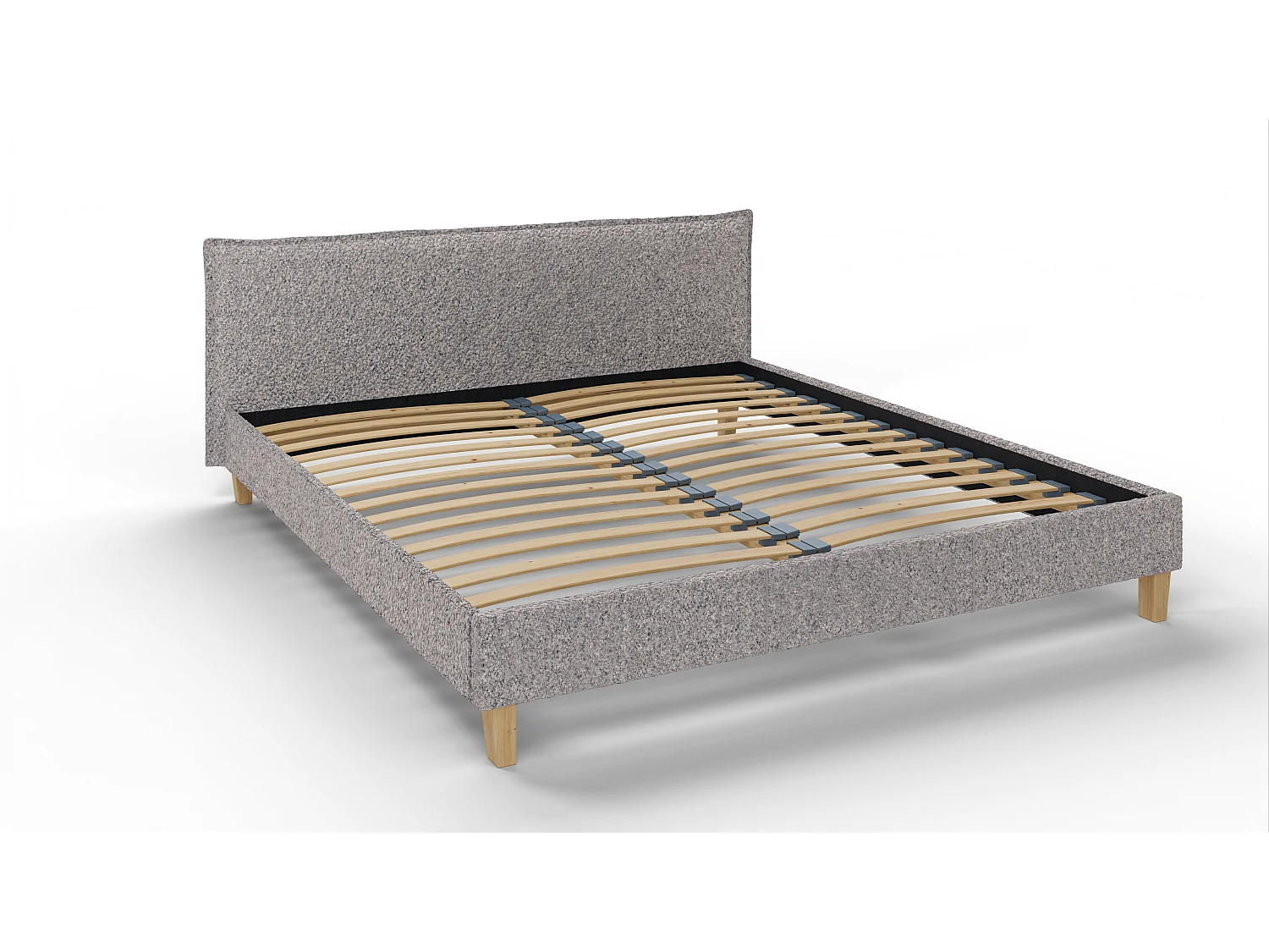 Polsterbett Uriah Boucle Stoff Füße aus Massivholz
