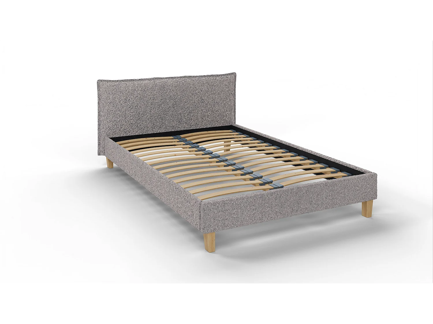 Polsterbett Uriah Boucle Stoff Füße aus Massivholz