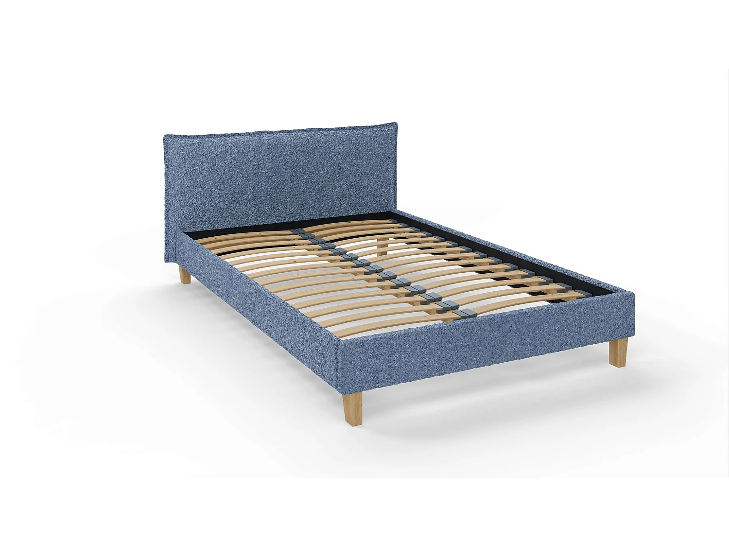 Polsterbett Uriah Boucle Stoff Füße aus Massivholz