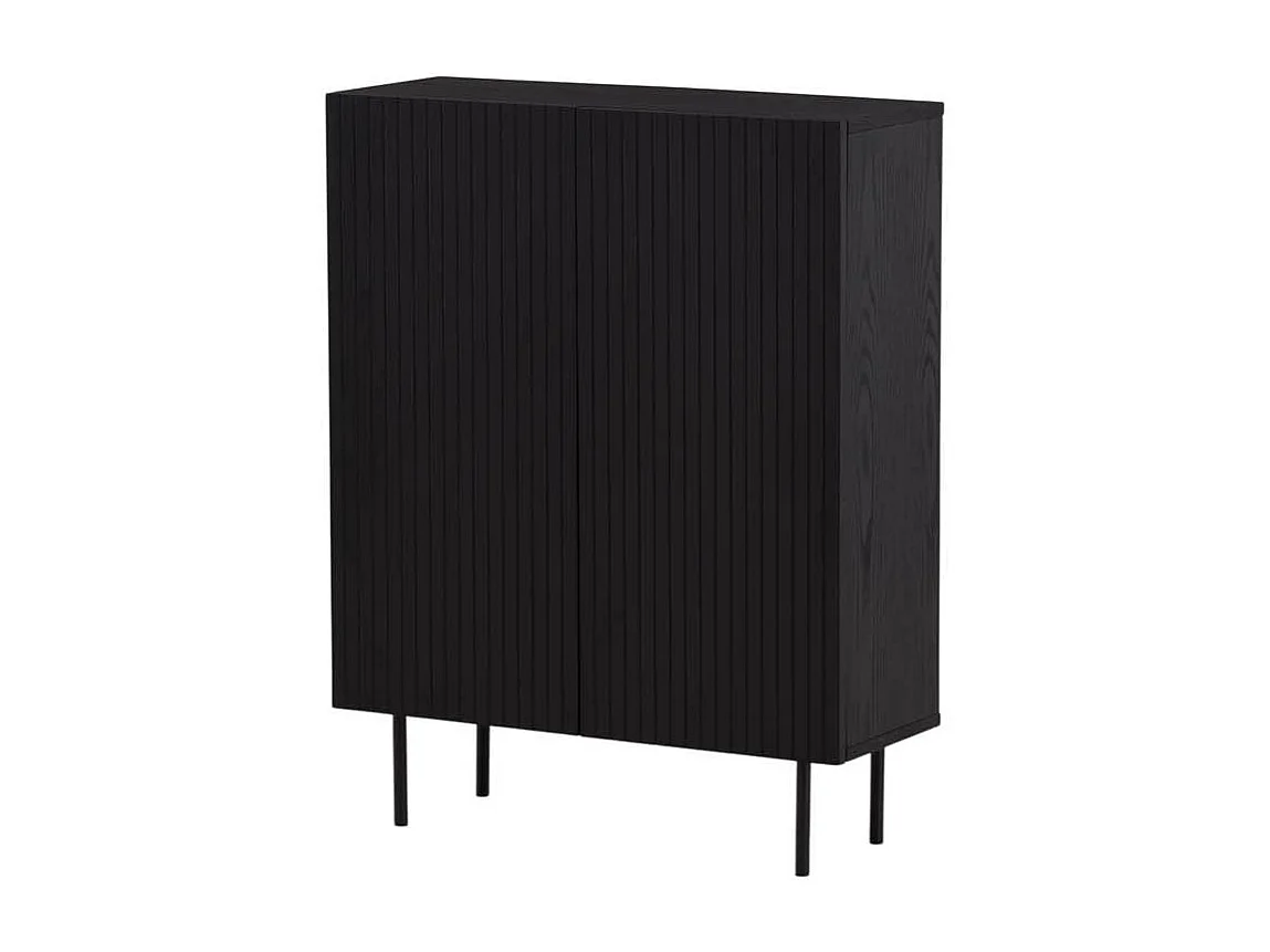 Buffet Design Nervuré "Bjorkon" 103cm Noir