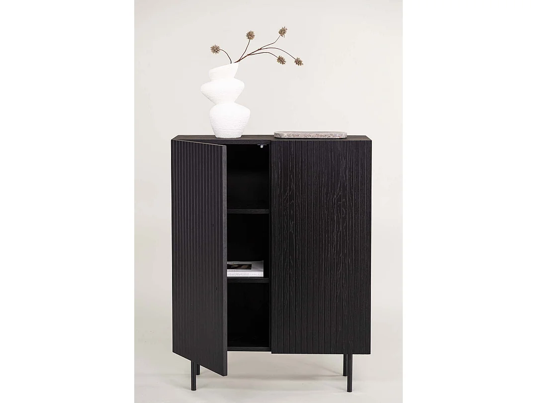 Buffet Design Nervuré "Bjorkon" 103cm Noir