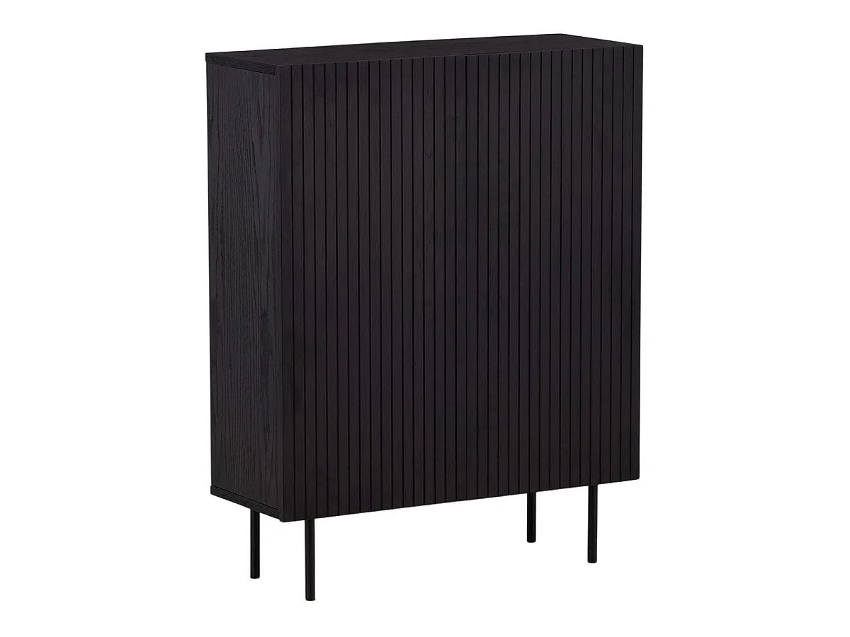 Buffet Design Nervuré "Bjorkon" 103cm Noir