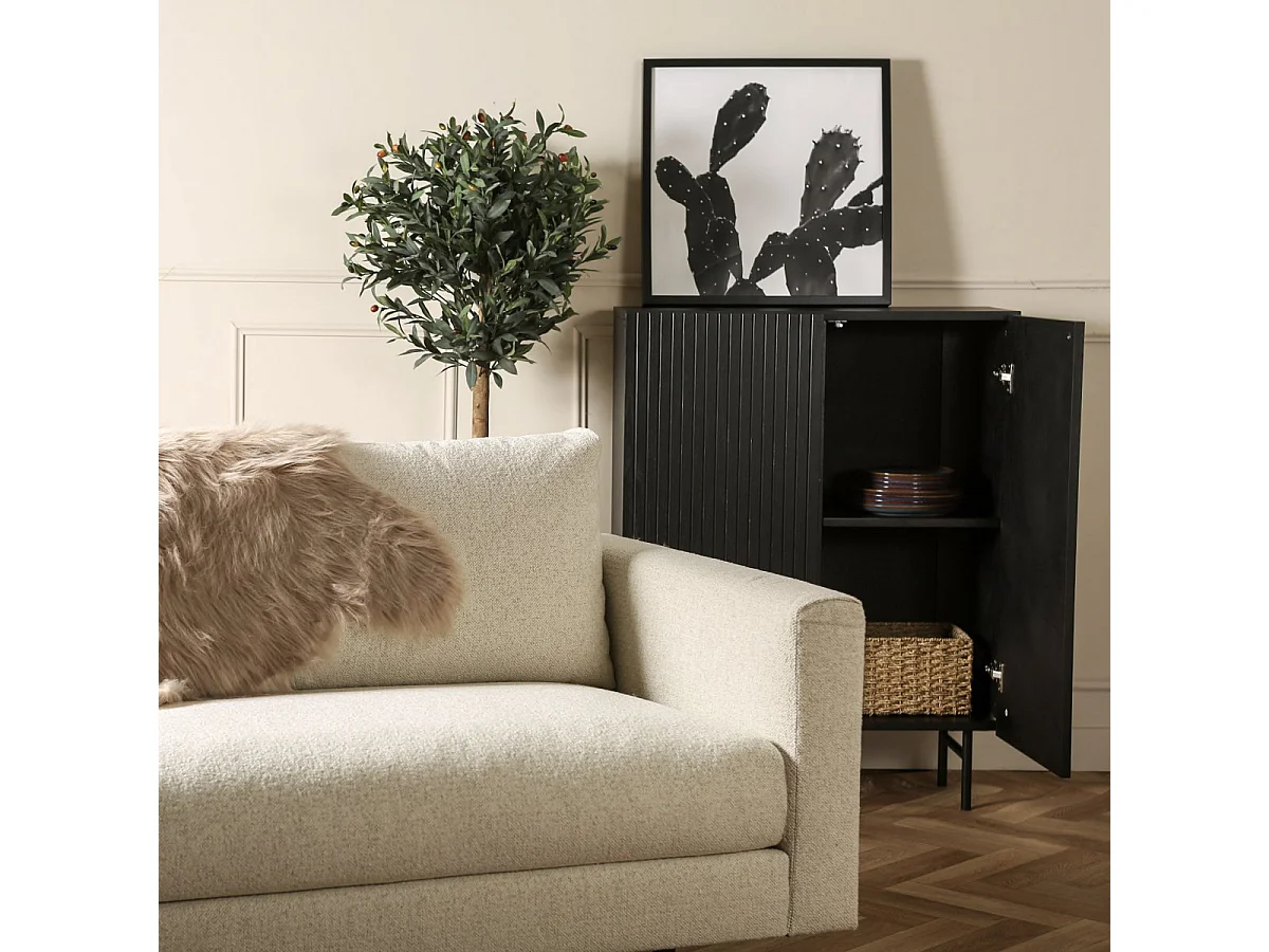 Buffet Design Nervuré "Bjorkon" 103cm Noir