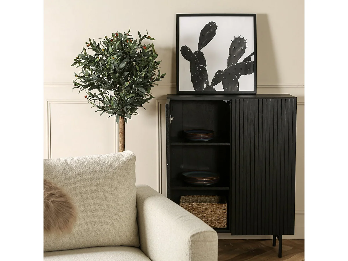 Buffet Design Nervuré "Bjorkon" 103cm Noir