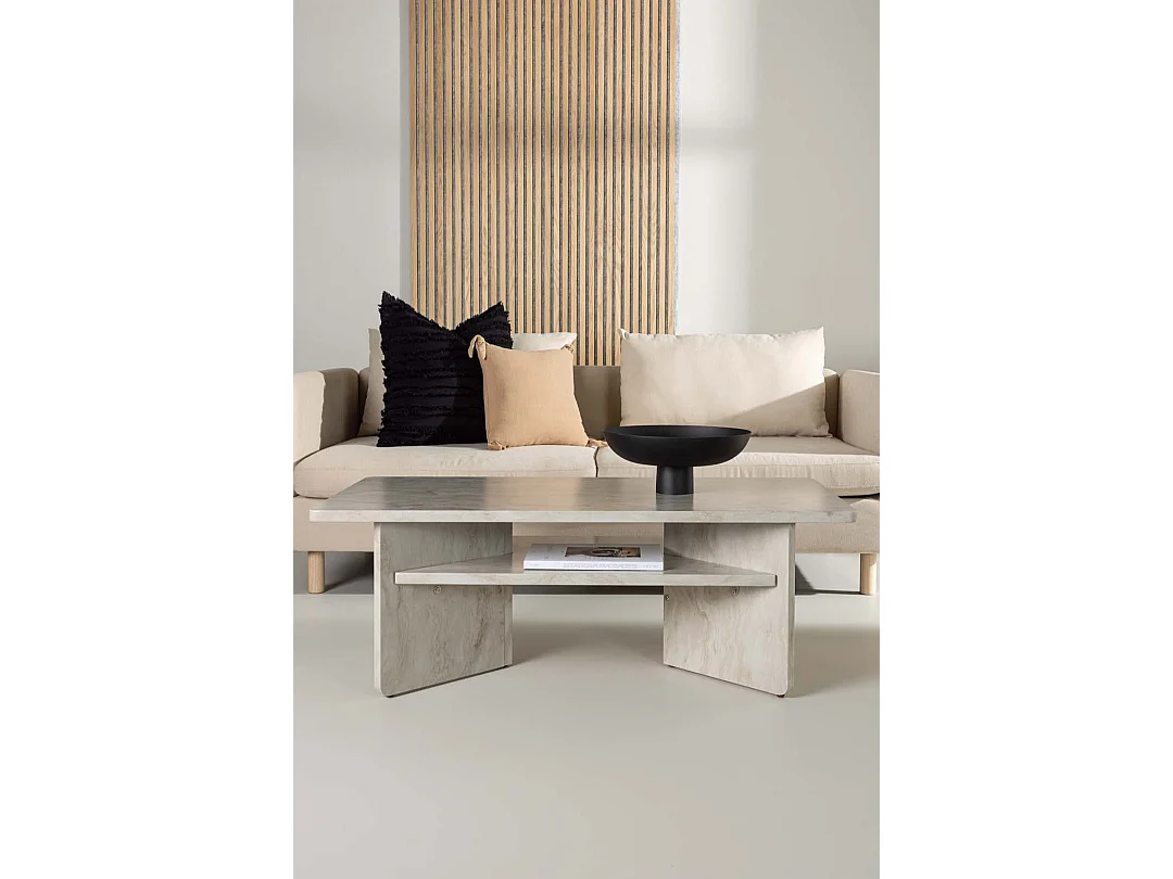 Table Basse Effet Marbre "Alesund" 120cm Beige