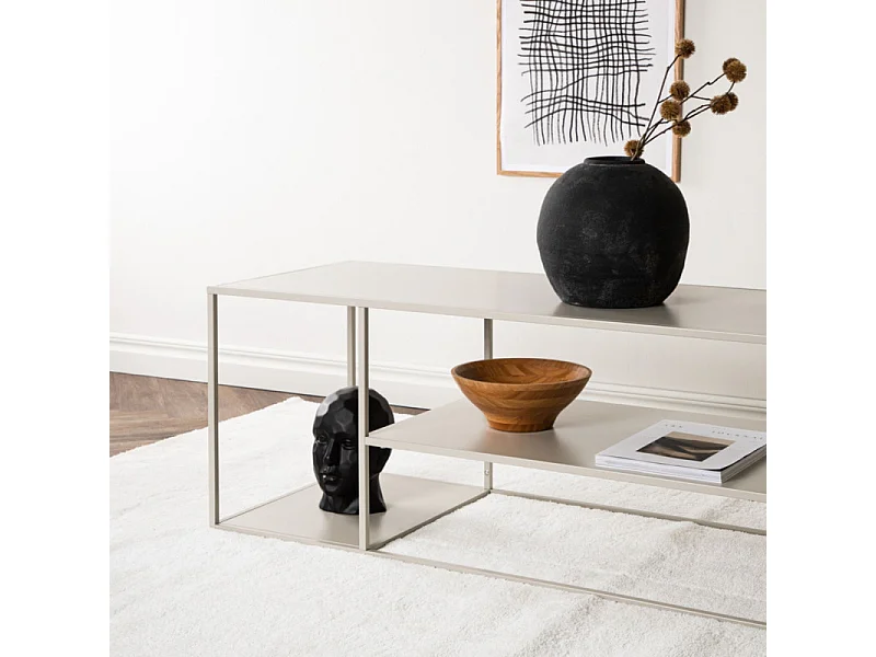 Staal salontafel beige.