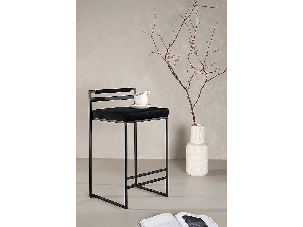 Opelika tabouret de bar velours noir