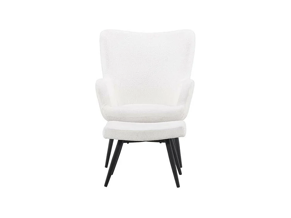 Fauteuil & Pouf Design Bouclette "Como" 95cm Blanc