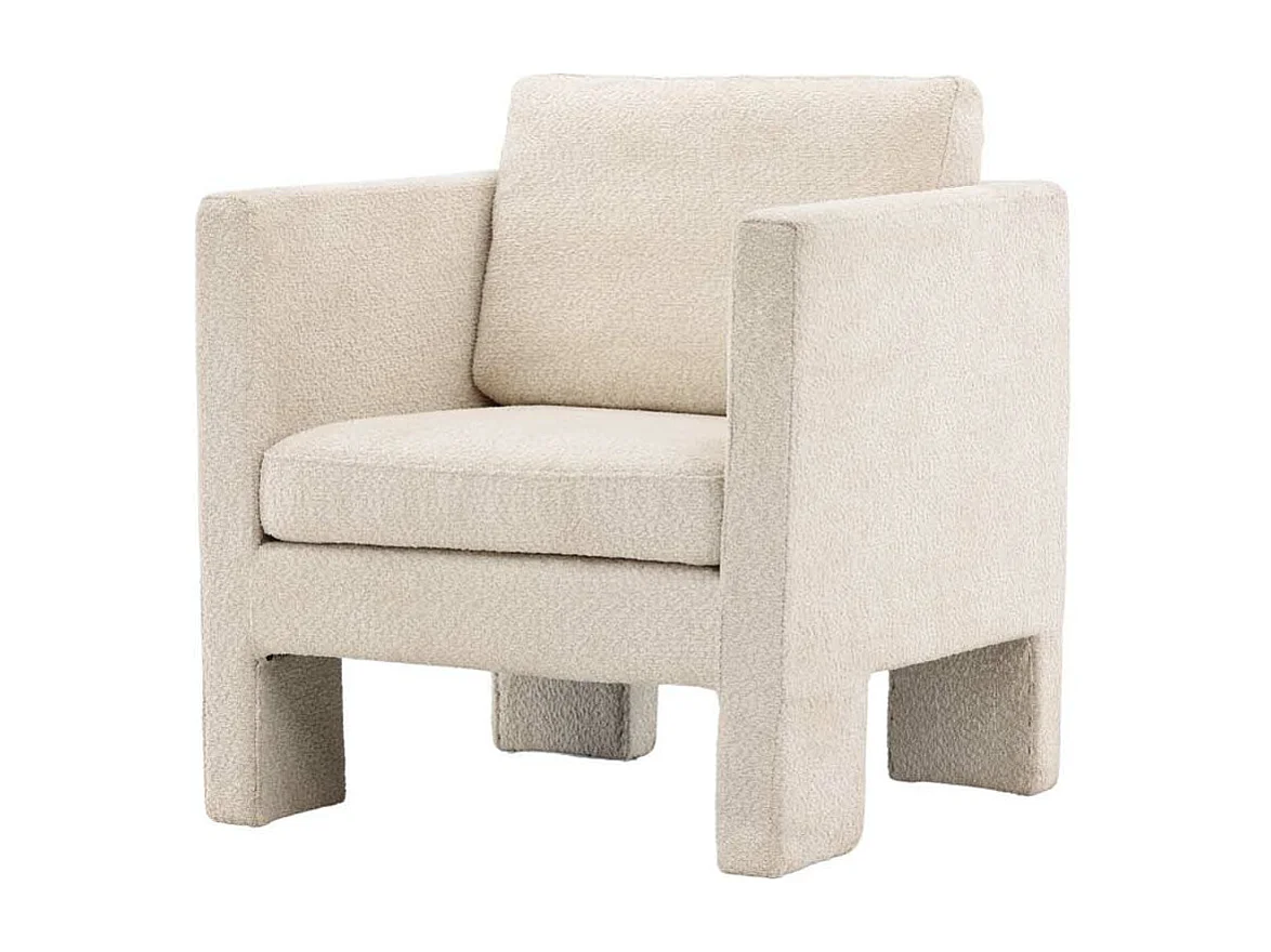 Fauteuil Design Bouclette "Ragusa" 87cm Blanc