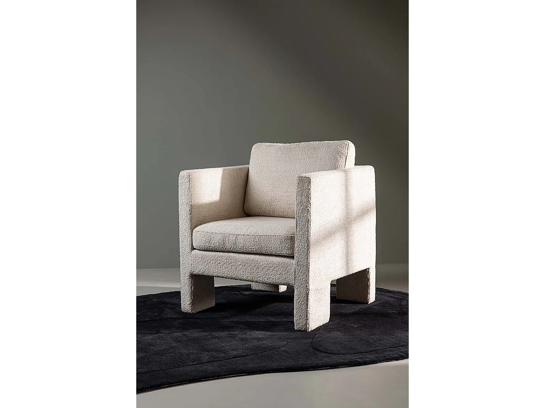 Fauteuil Design Bouclette "Ragusa" 87cm Blanc