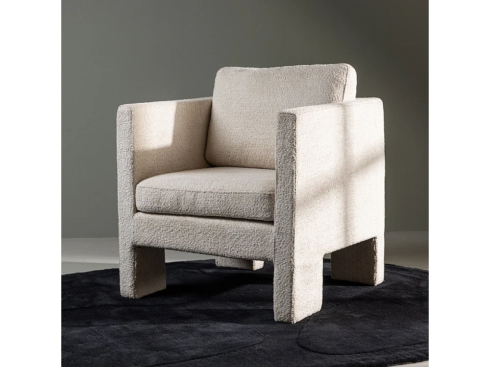 Fauteuil Design Bouclette "Ragusa" 87cm Blanc