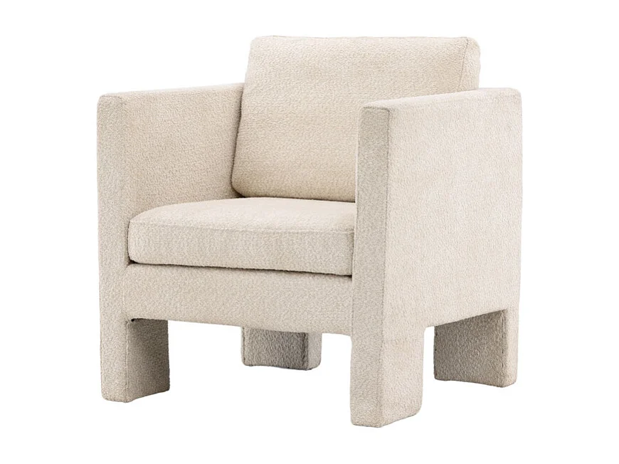 Fauteuil Design Bouclette "Ragusa" 87cm Blanc