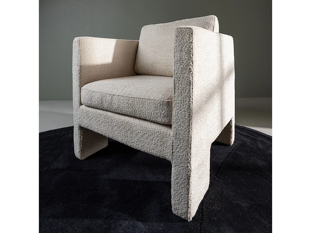 Fauteuil Design Bouclette "Ragusa" 87cm Blanc