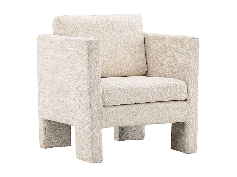 Fauteuil Design Bouclette "Ragusa" 87cm Blanc