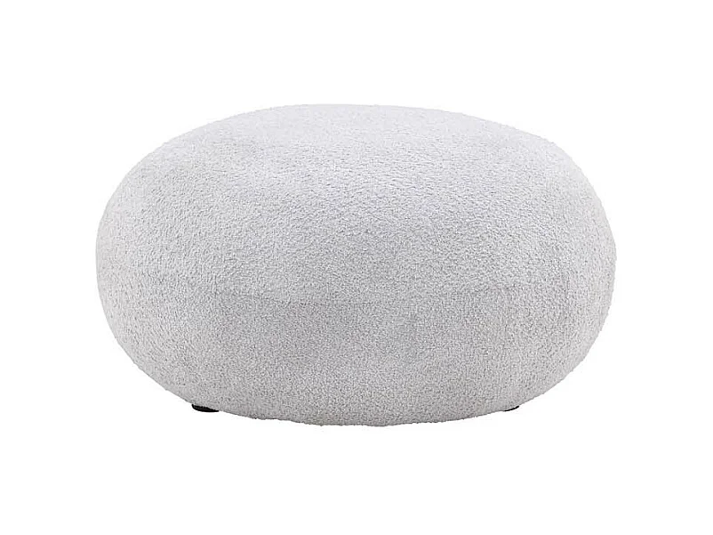 Pouf Rond Bouclette "Bologna" 74cm Gris Clair