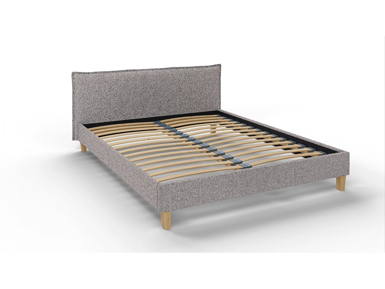 Polsterbett Uriah Boucle Stoff Füße aus Massivholz