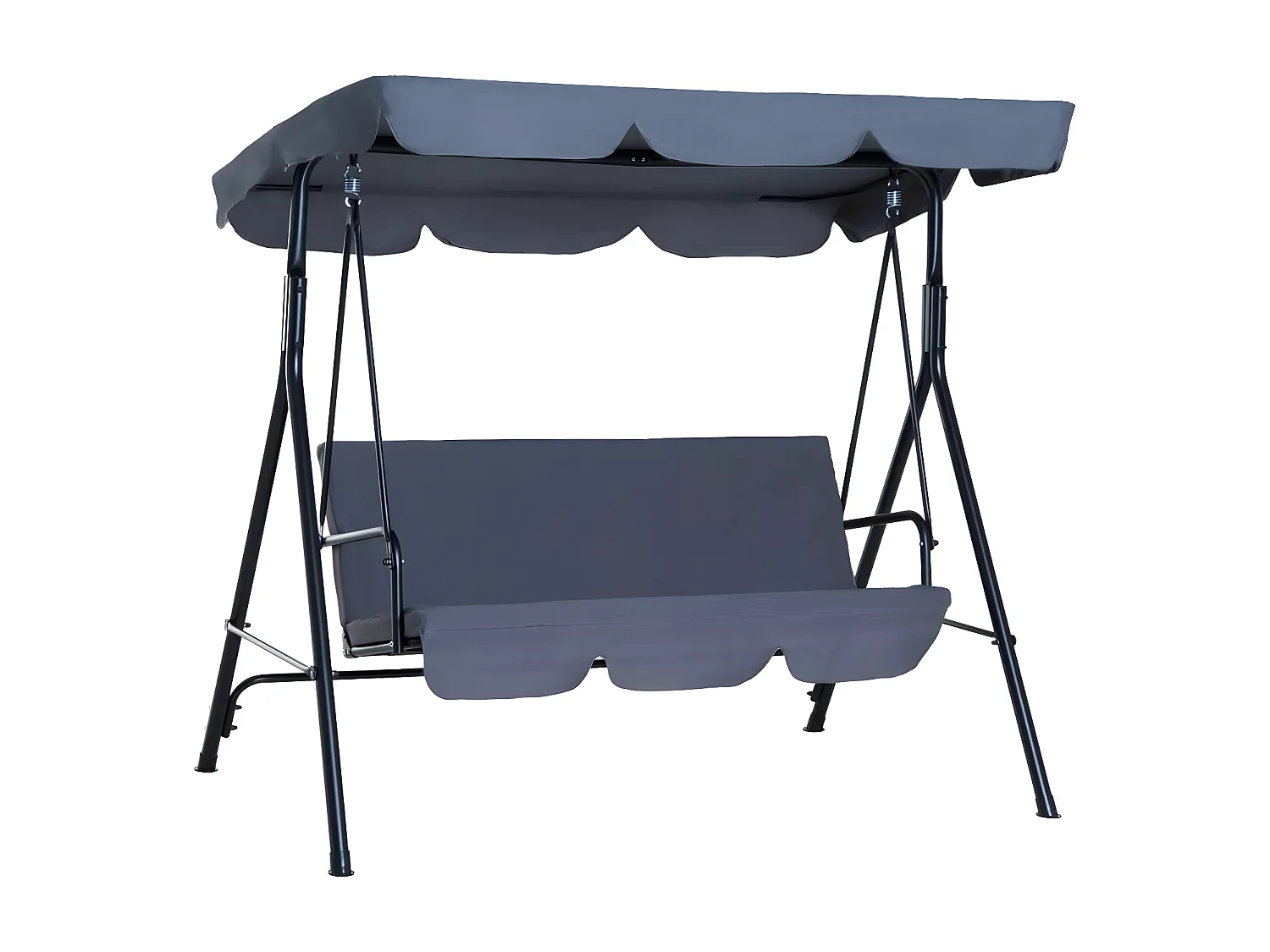 Balanço de gangorra verde de 3 lugares. Móveis de jardim e terraço