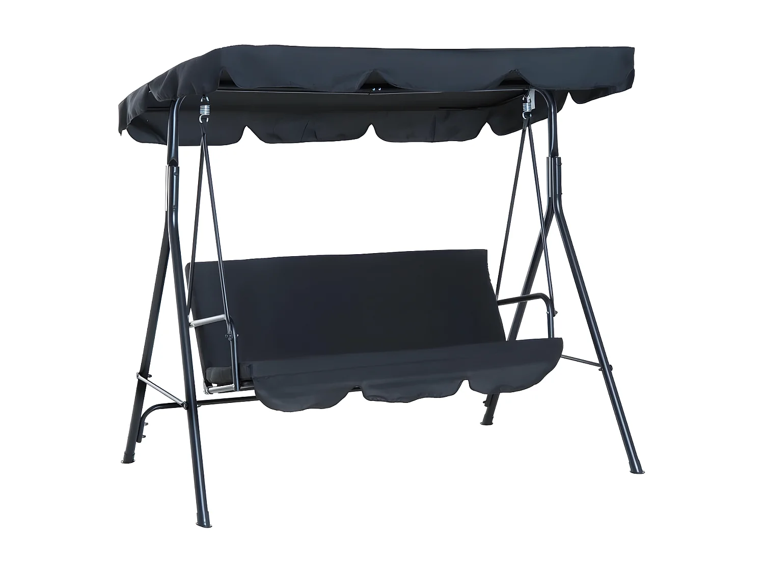 Balanço de gangorra verde de 3 lugares. Móveis de jardim e terraço