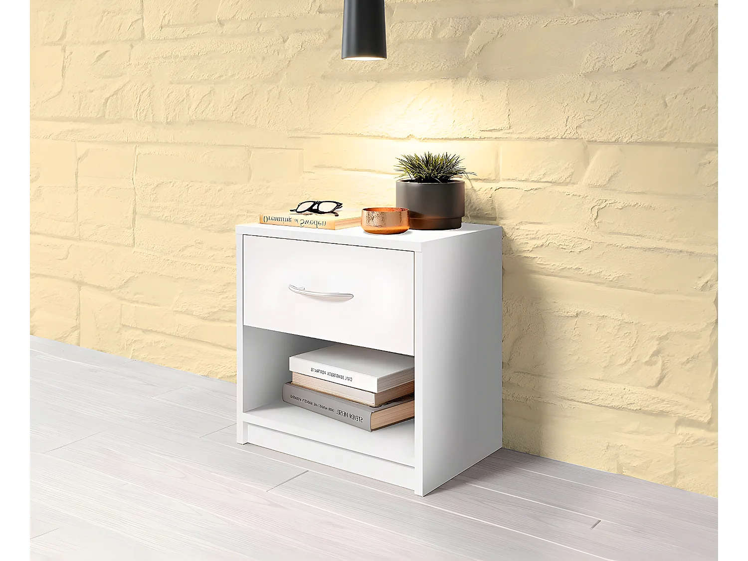 Mesita de Noche Pep 1 Cajon Blanco 39x41 cm