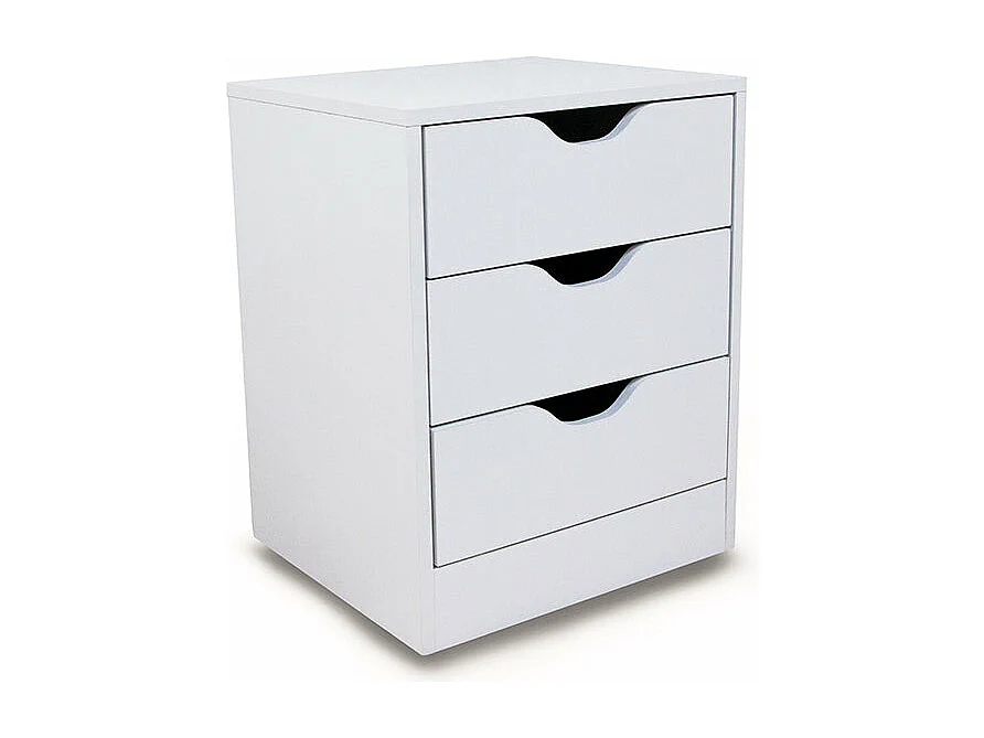 Mesita de Noche Trillo 3 Cajones Blanco 50x40 cm