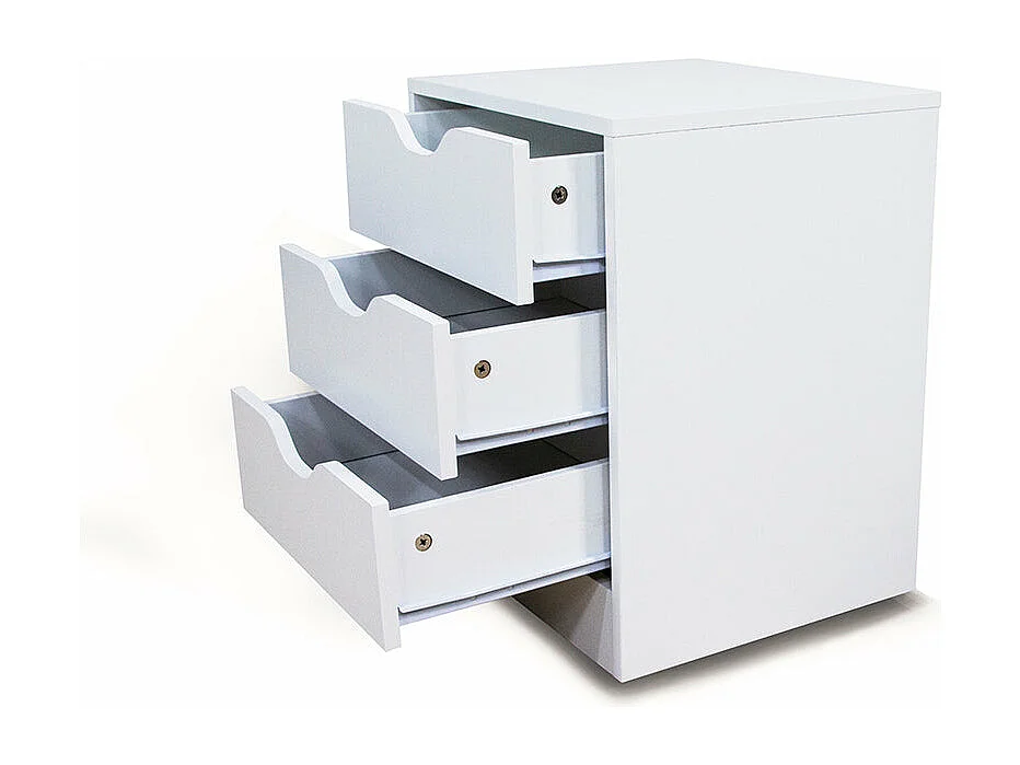 Mesita de Noche Trillo 3 Cajones Blanco 50x40 cm