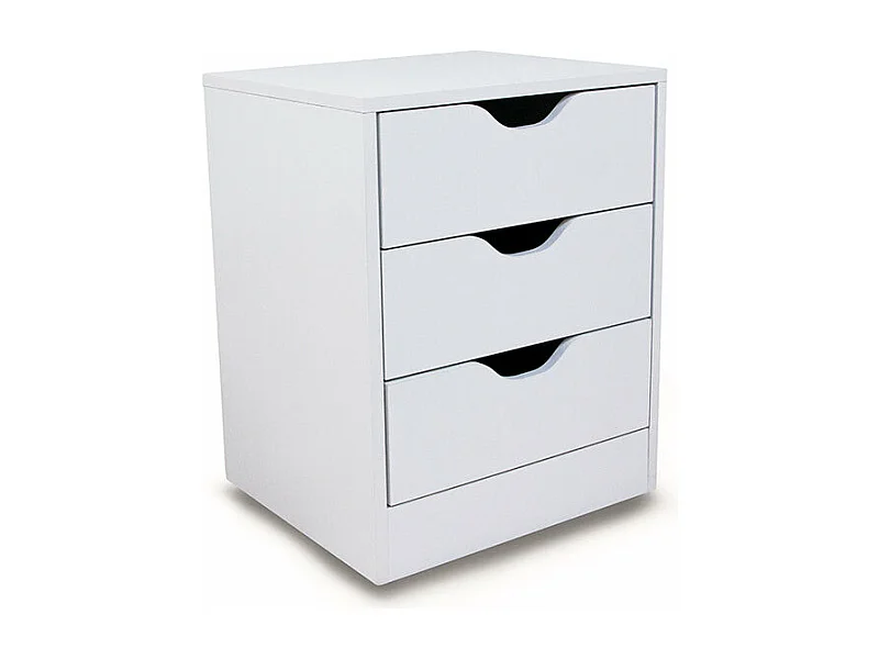 Mesita de Noche Trillo 3 Cajones Blanco 50x40 cm