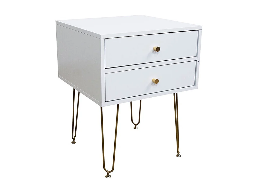 Mesa de Cabeceira Arija, Branco e dourada 59x45cm