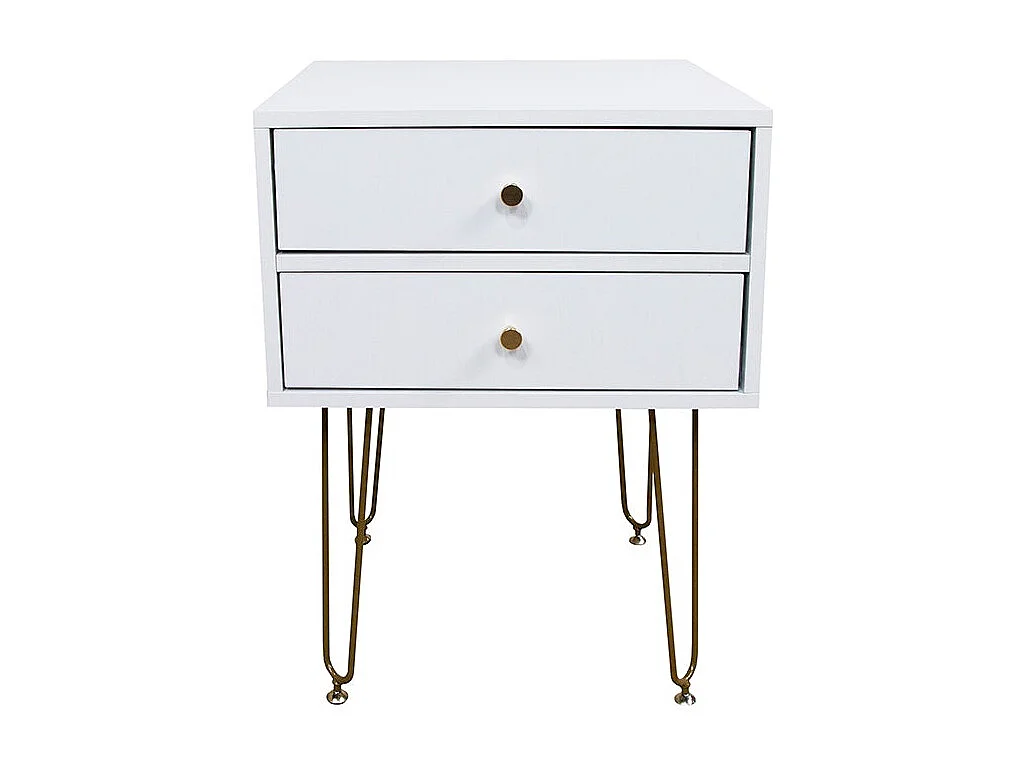 Mesa de Cabeceira Arija, Branco e dourada 59x45cm